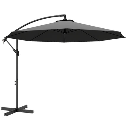 3m Overhanging Cantilever Parasol, with Cross Base - Grey