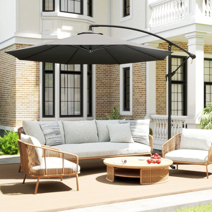 3m Overhanging Cantilever Parasol, with Cross Base - Grey