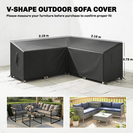 V-Shaped Patio Furniture Cover, Waterproof Outdoor V-Shaped Sectional Sofa Cover