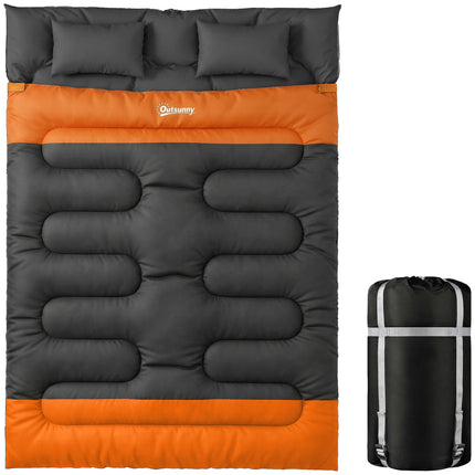 Double Sleeping Bag with 2 Pillows, 220 x 160 cm Extra-Large Sleeping Bag for Ad 1