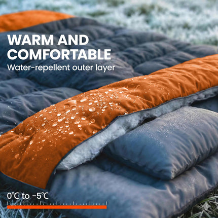 Double Sleeping Bag with 2 Pillows, 220 x 160 cm Extra-Large Sleeping Bag for Ad 1