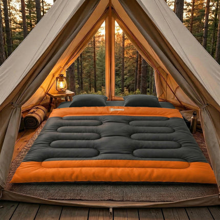 Double Sleeping Bag with 2 Pillows, 220 x 160 cm Extra-Large Sleeping Bag for Ad 1