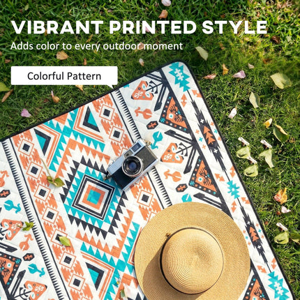 Picnic Blanket, 200x200CM Large Beach Blanket Outdoor Picnic Mat with Integrated Strap for Camping, Mix-Colour