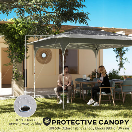 3.5 x 3.5 m Pop Up Gazebo with One-Push Setup, UPF50+ Double Tier Garden Party Tent Marquee with Carry Bag, Dark Grey