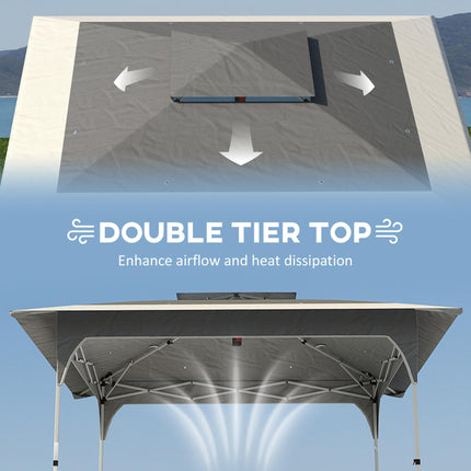 3.5 x 3.5 m Pop Up Gazebo with One-Push Setup, UPF50+ Double Tier Garden Party Tent Marquee with Carry Bag, Dark Grey