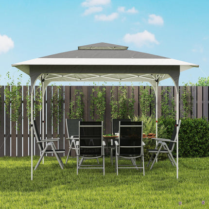 3.5 x 3.5 m Pop Up Gazebo with One-Push Setup, UPF50+ Double Tier Garden Party Tent Marquee with Carry Bag, Dark Grey