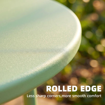 48 cm Round Garden Side Table, Small Metal Outdoor Garden Table with Rolled Edge, Green