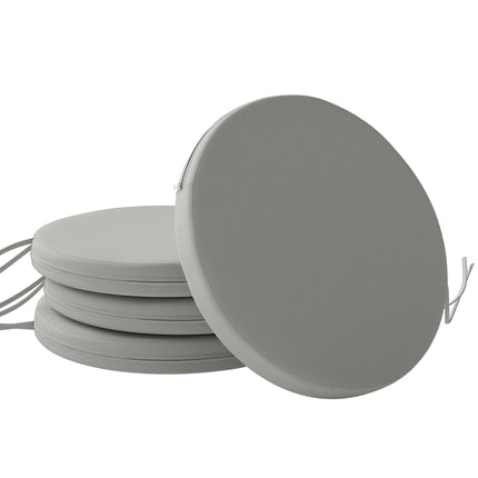 Outdoor Bistro Chair Cushions Set of 4 with Removable Cover, 41 x 41 x 5 cm Round Seat Cushions with Ties, Light Grey