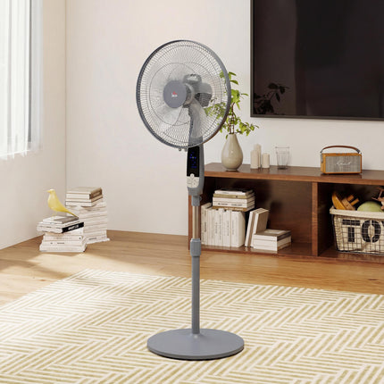 16in Pedestal Standing Floor Fan, Oscillation Cooling Fan with Remote Control, Grey