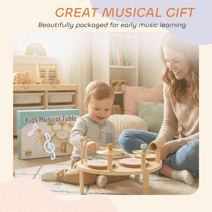 AIYAPLAY Baby Drum Kit, Wooden Kids Musical Instruments with Drums and Xylophone, Gifts for Girls Boys Birthday, Natural