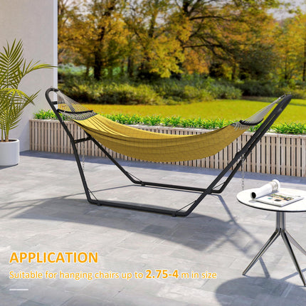 9ft Hammock Stand Adjustable Hammock Frame with Non-Slip Feet for Indoor Outdoor, 150 kg Capacity, Black
