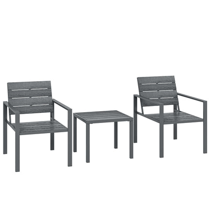 3 Pieces Garden Bistro Set for 2, Outdoor Bistro Table and Chairs with Metal Fra