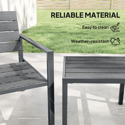 3 Pieces Garden Bistro Set for 2, Outdoor Bistro Table and Chairs with Metal Fra