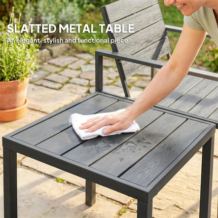 3 Pieces Garden Bistro Set for 2, Outdoor Bistro Table and Chairs with Metal Fra