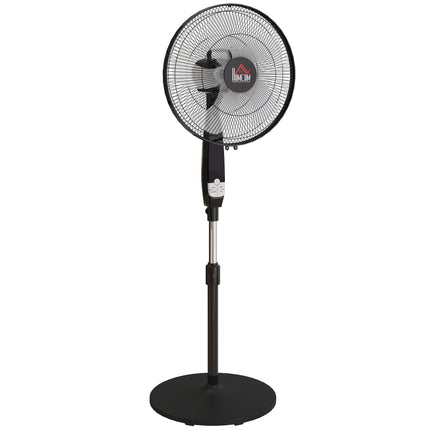 40 cm Pedestal Standing Floor Fan, Oscillation Cooling Fan with Remote Control, Black