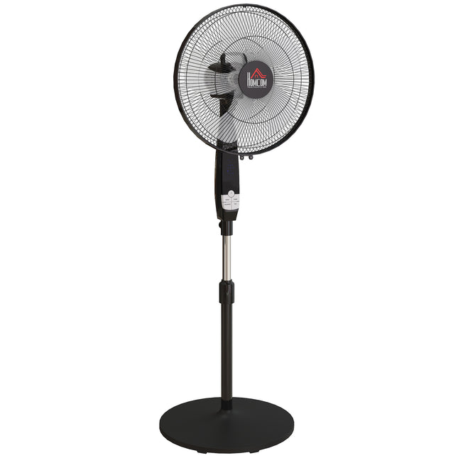 40 cm Pedestal Standing Floor Fan, Oscillation Cooling Fan with Remote Control, Black