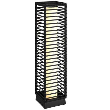 Garden Rattan Lamp, 68 cm Solar Rattan Floor Lamp, Solar Garden Light with Auto On/Off LEDs, IP44 Waterproof, Black