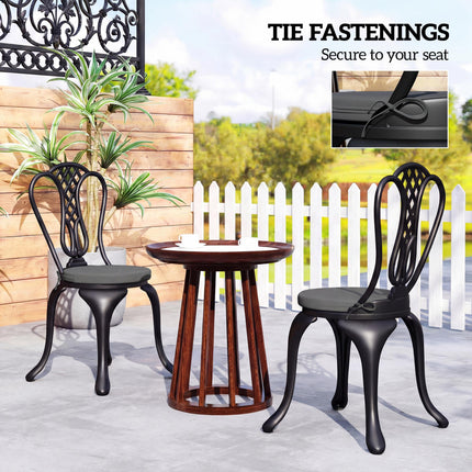 Outdoor Bistro Chair Cushions Set of 4 with Removable Cover, 41 x 41 x 5 cm Round Seat Cushions with Ties, Dark Grey