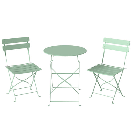 Folding Garden Bistro Set, Outdoor Round Bistro Table and Chairs Set 2 with Elec