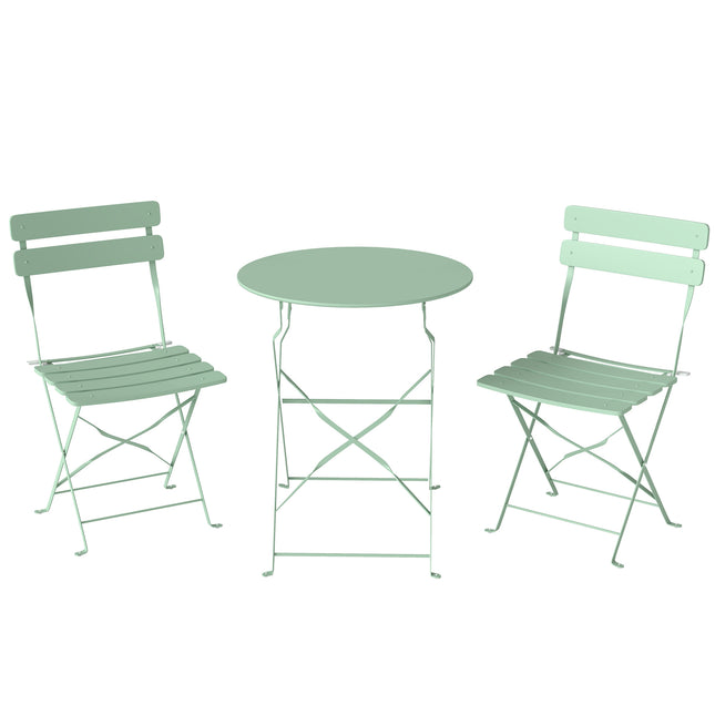 Folding Garden Bistro Set, Outdoor Round Bistro Table and Chairs Set 2 with Elec