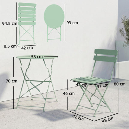 Folding Garden Bistro Set, Outdoor Round Bistro Table and Chairs Set 2 with Elec