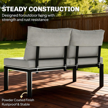 Garden Furniture Set, 6 Piece Corner Sofa Set with Loveseat, Coffee Table, Sofa with Integrated Side Table