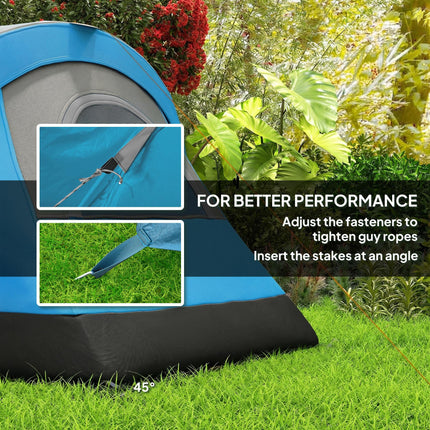 5-6 Man Camping Tent, Tunnel Tent, Water Resistant Hiking Shelter with Groundsheet and Carry Bag, Light Blue