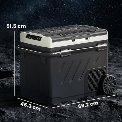 49L Compressor Car Fridge Freezer, Dual Zone Camping Refrigerator with App Control, Telescopic Handle, -20℃-20℃