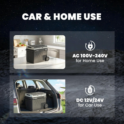 49L Compressor Car Fridge Freezer, Dual Zone Camping Refrigerator with App Control, Telescopic Handle, -20℃-20℃