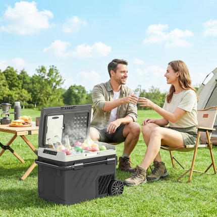 40L Compressor Car Fridge Freezer, Dual Zone Camping Refrigerator with App Control, Telescopic Handle, -20℃-20℃