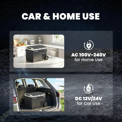40L Compressor Car Fridge Freezer, Dual Zone Camping Refrigerator with App Control, Telescopic Handle, -20℃-20℃
