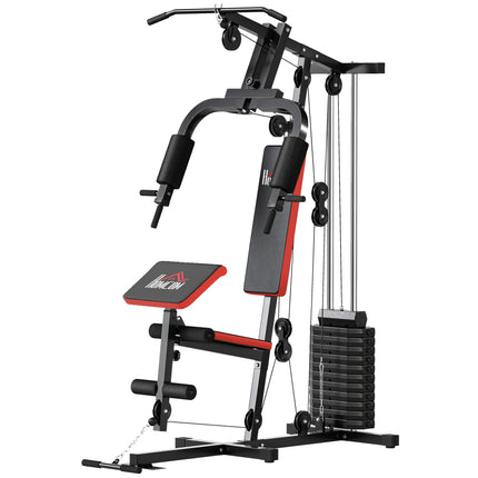 Multigym Station, with 66KG Weight Stack, for Strength Training, Black