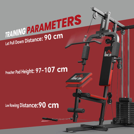Multigym Station, with 66KG Weight Stack, for Strength Training, Black