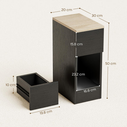Set of Two Modern Storage Bedside Tables - Black