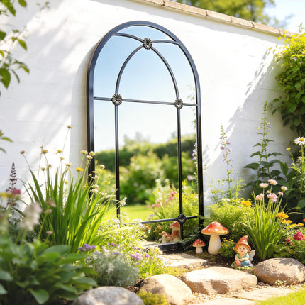 Arched Mirror, Shatterproof Acrylic Windowpane Wall Mounted Mirror with Robust M