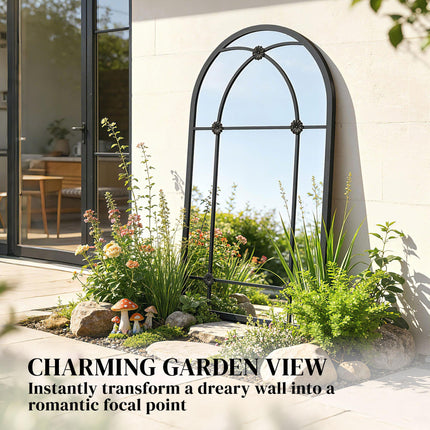 Arched Mirror, Shatterproof Acrylic Windowpane Wall Mounted Mirror with Robust M