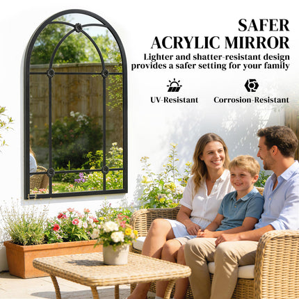 Arched Mirror, Shatterproof Acrylic Windowpane Wall Mounted Mirror with Robust M