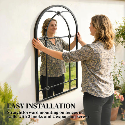 Arched Mirror, Shatterproof Acrylic Windowpane Wall Mounted Mirror with Robust M