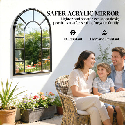 Arched Mirror, Shatterproof Acrylic Windowpane Wall Mounted Mirror with Robust M 1