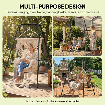 Hammock Chair Stand Only, 150KG Load Capacity, for Indoor Outdoor, Black