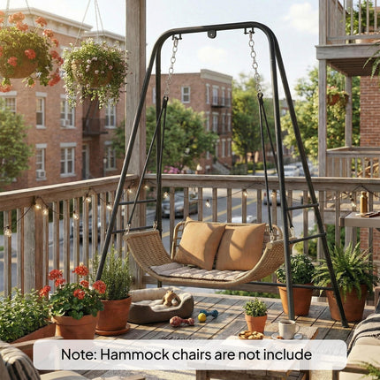 Hammock Chair Stand Only, 150KG Load Capacity, for Indoor Outdoor, Black