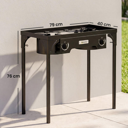 Double Burner Camping Stove, 150,000 BTU High Pressure Camping Gas Stove with De