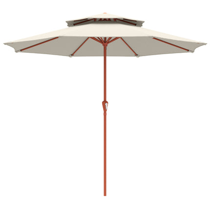 2.7 m Garden Parasol with Double Top Outdoor Market Table Umbrella with Crank System, Cream White