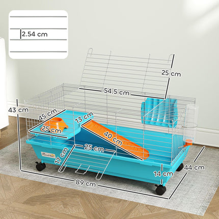 Small Animal Cage Rabbit Guinea Pigs Chinchillas Cage with Wheels Water Bottle