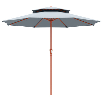 2.7 m Garden Parasol with Double Top Outdoor Market Table Umbrella with Crank System, Light Grey