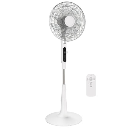 Three Mode Pedestal Fan, with Insect Repellant Box and LED Panel - White
