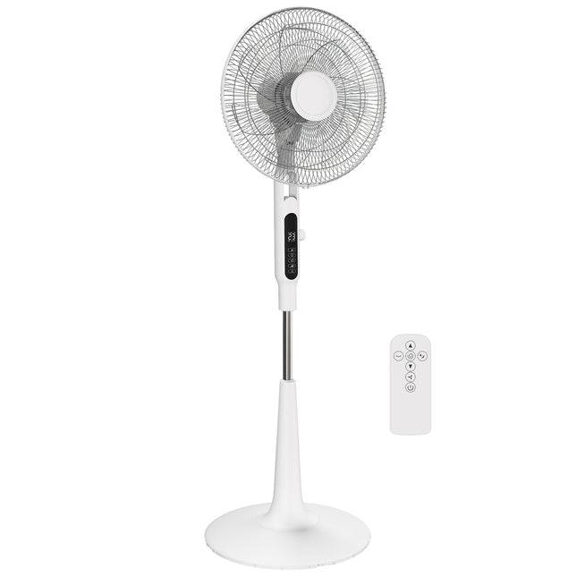 Three Mode Pedestal Fan, with Insect Repellant Box and LED Panel - White