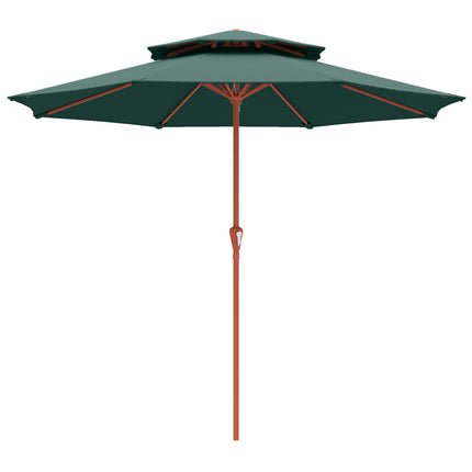 2.7 m Garden Parasol with Double Top Outdoor Market Table Umbrella with Crank System, Green