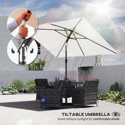 Garden Parasol, Parasol Umbrella with Crank Handle, Tilt Function, Polyester Canopy, Cream White