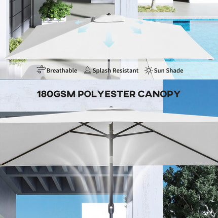 Garden Parasol, Parasol Umbrella with Crank Handle, Tilt Function, Polyester Canopy, Cream White